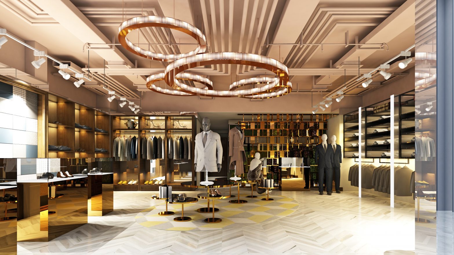 Menswear fashion retail store setting