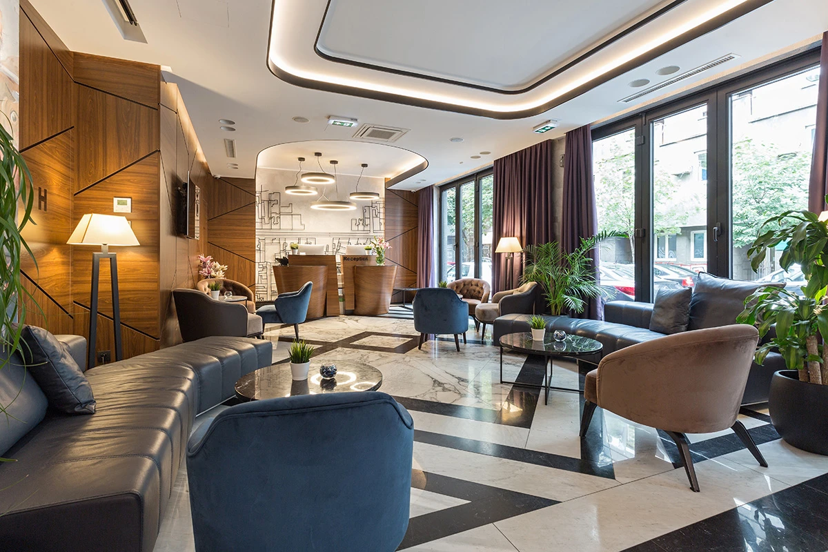 modern lobby space with natural lighting